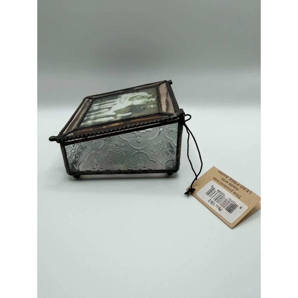 J. Devlin Art Beveled Stained Glass Photo keepsake Jewelry Trinket Box Frame